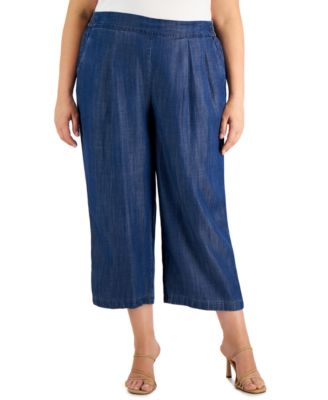 Calvin Klein Plus Size Denim Wide-Leg 