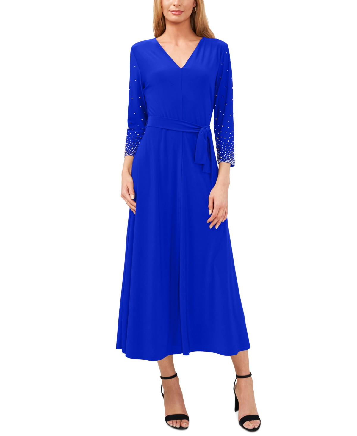 Msk Vneck Beaded Midi Dress In Multi ModeSens