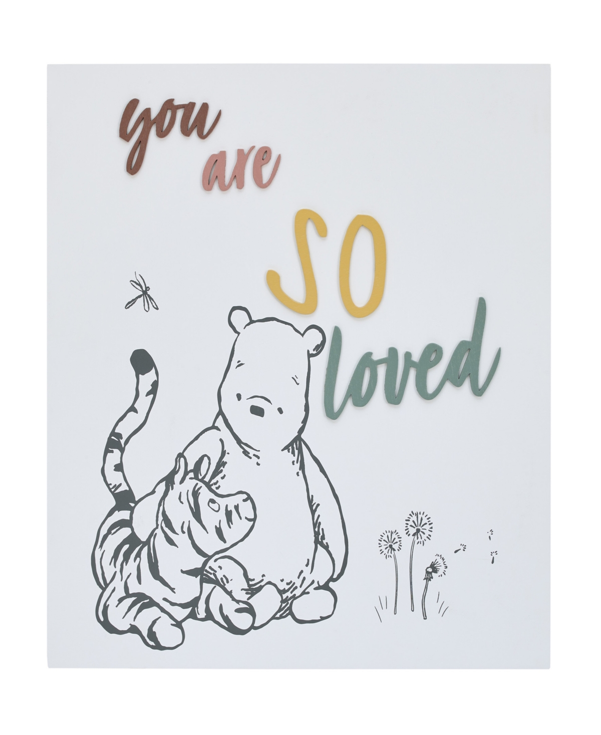Disney Classic Winnie The Pooh and Tigger 'You Are So Loved' Wood Wall Decor, 14" x 14" Bedding