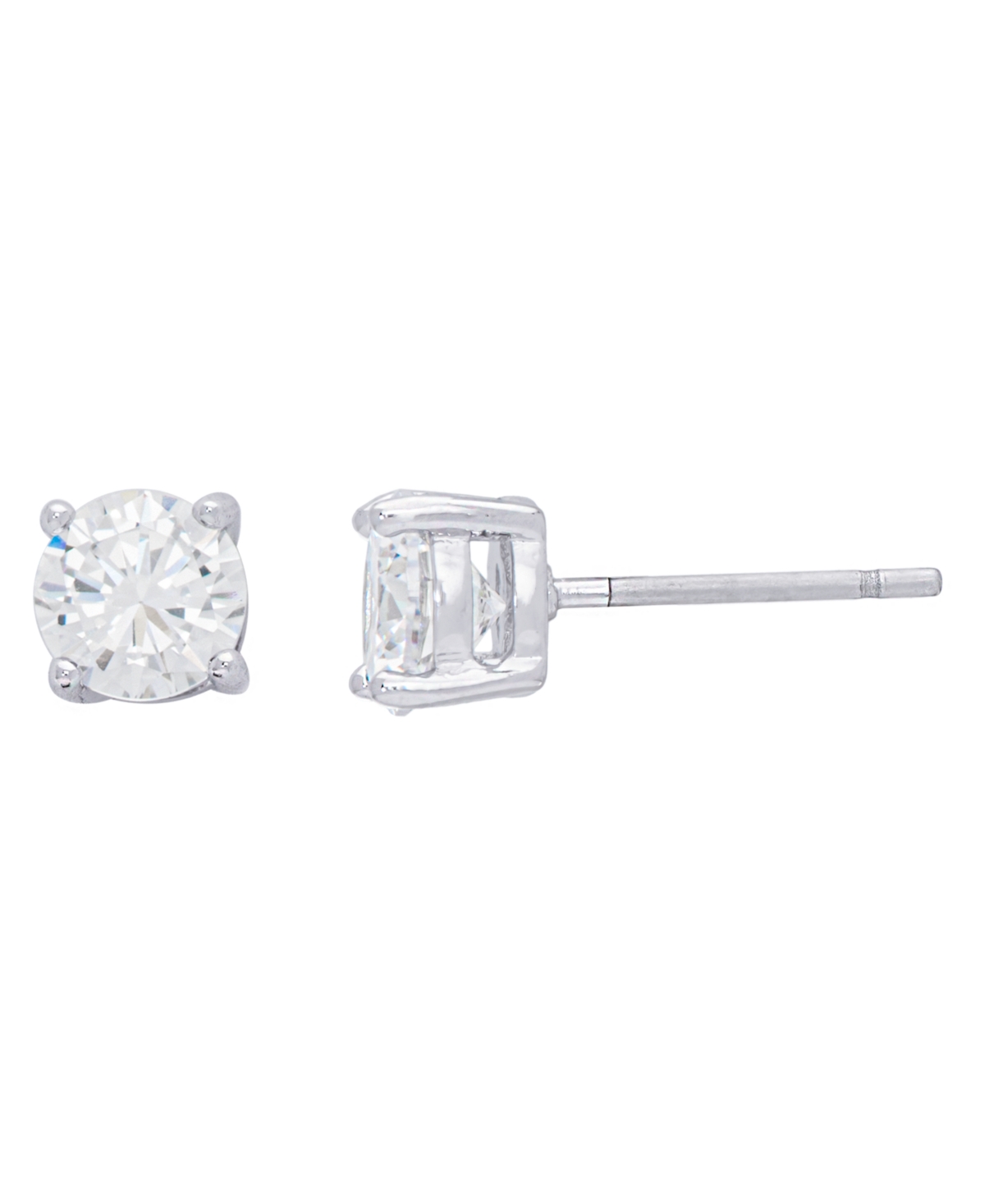 Women's FineRound Cubic Zirconia Stud Earrings Set, 8 Pieces - Silver Plated