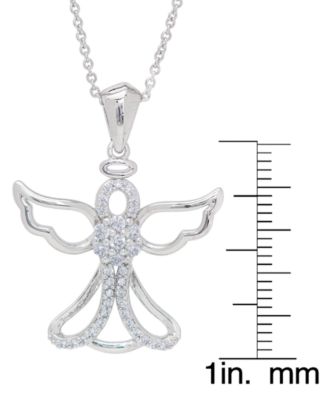 Women's Fine Silver Plated Cubic Zirconia Angel Pendant Necklace