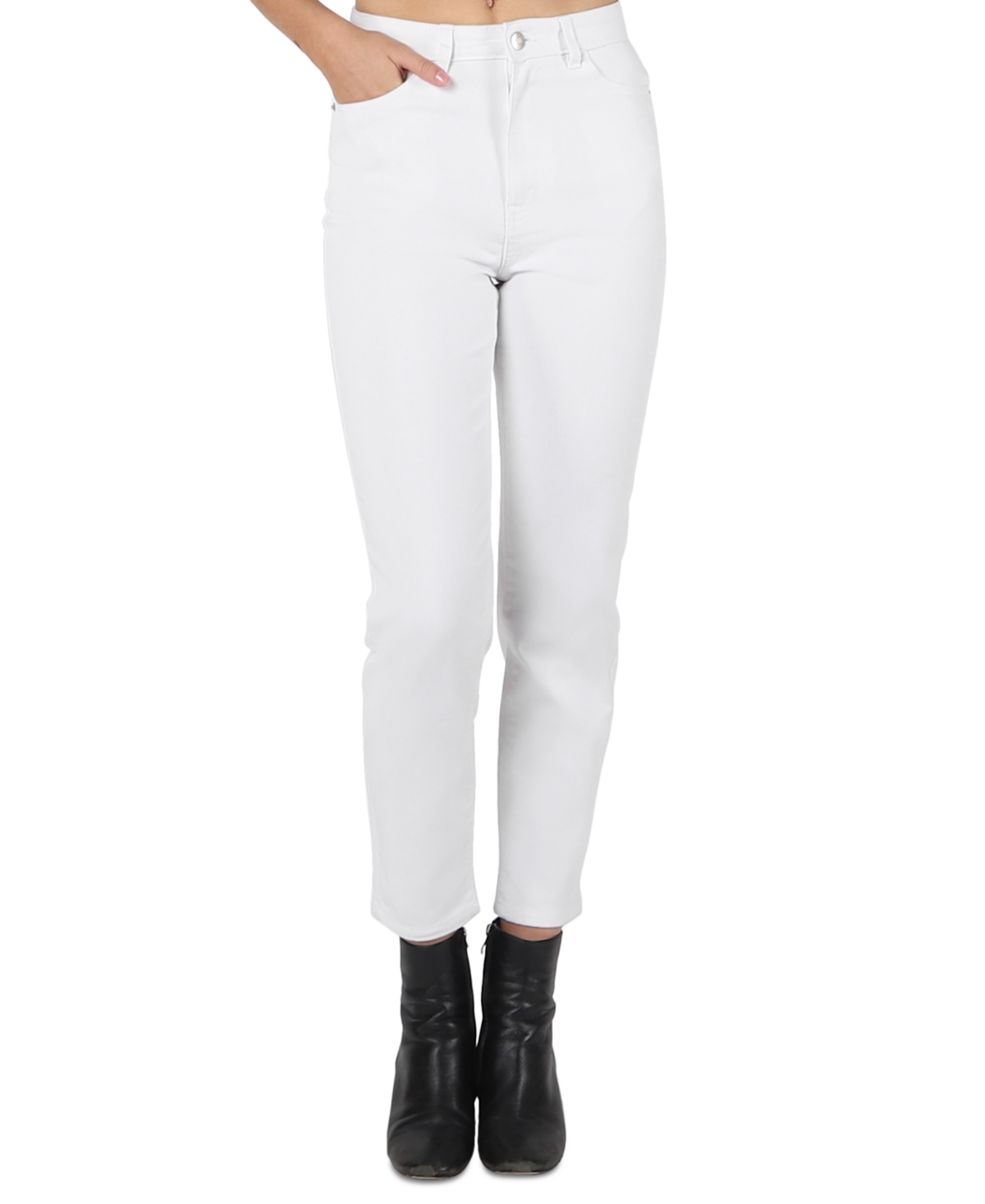 Black Tape Petite High Rise Cropped Jeans In Bright White Wash ModeSens