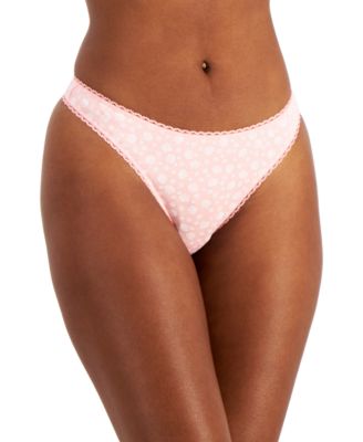 Photo 1 of SIZE LARGE - Charter Club Everyday Cotton Women's Lace-Trim Thong, Created for Macy's