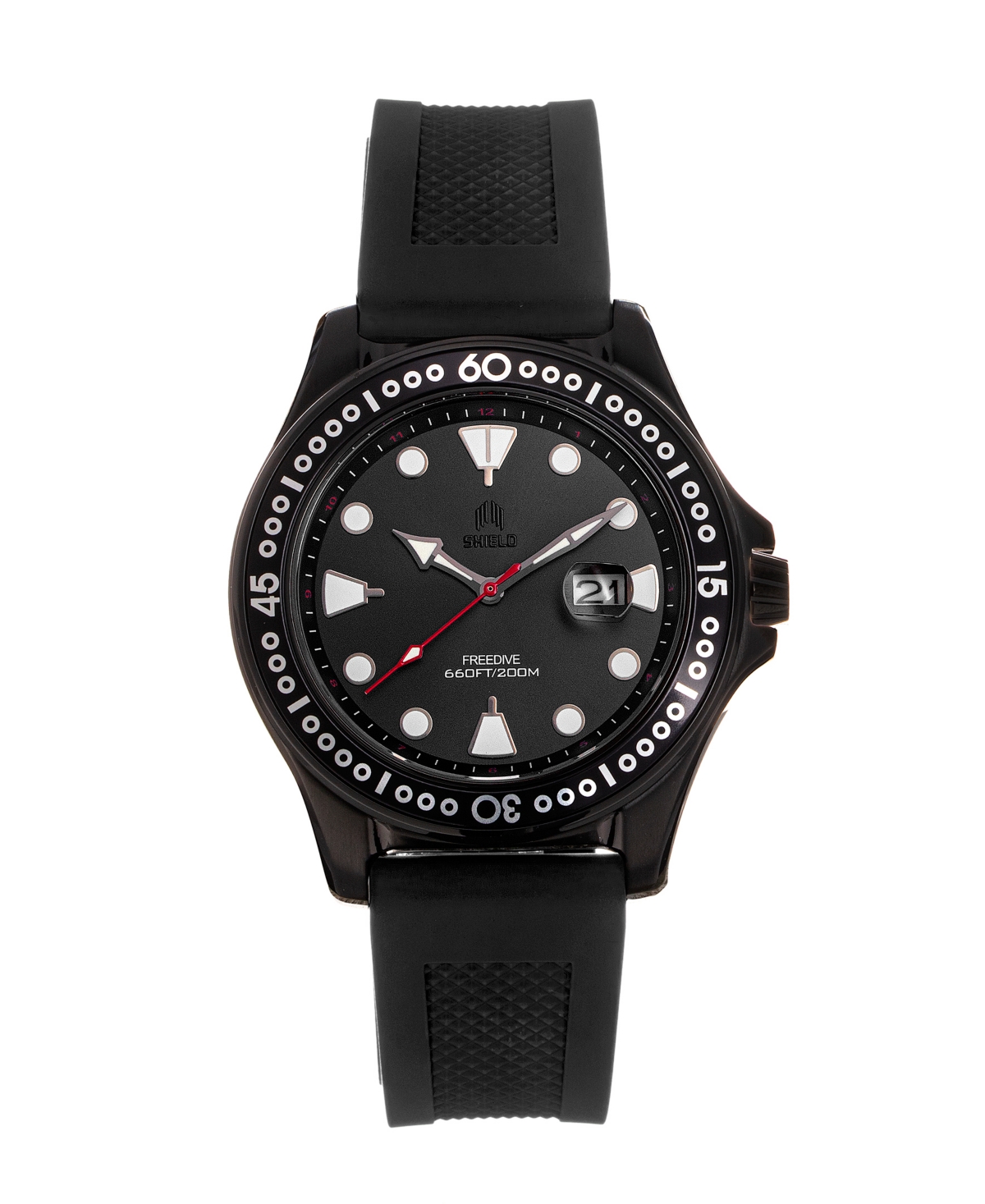 Freedive Black or Orange or Green or Navy or Light Blue or Black Silicone Strap Watch, 48mm - Black