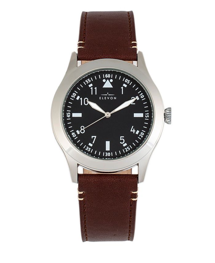 Elevon Hanson Brown Genuine Leather Strap Watch 45mm Macy s