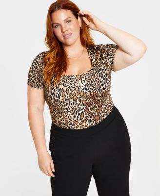 plus size animal print bodysuit