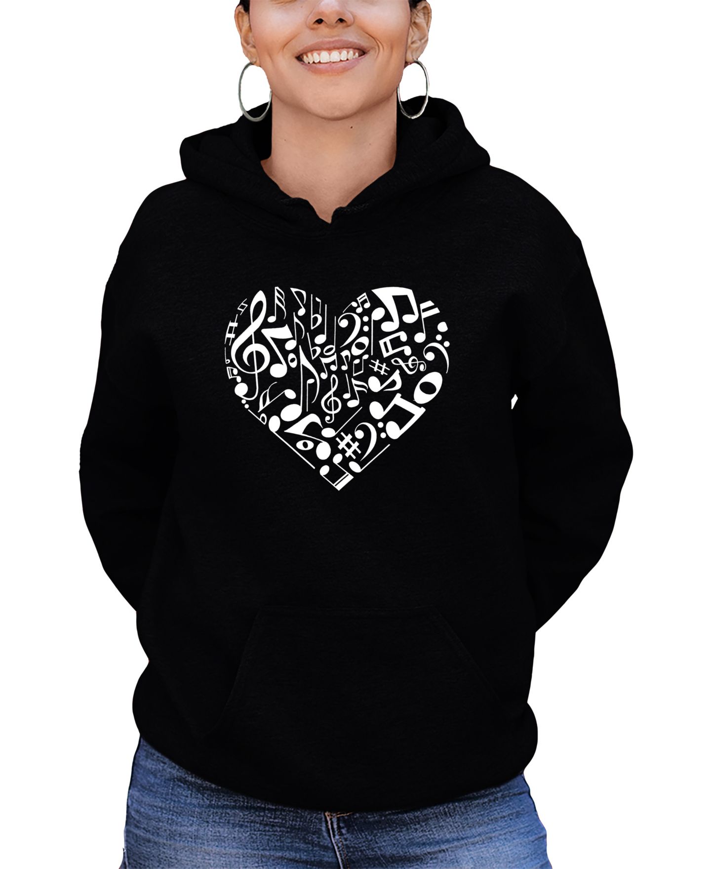 Женское худи LA Pop Art Hooded Word Art Heart Notes Sweatshirt Top, цвет: Чёрный — фото 1