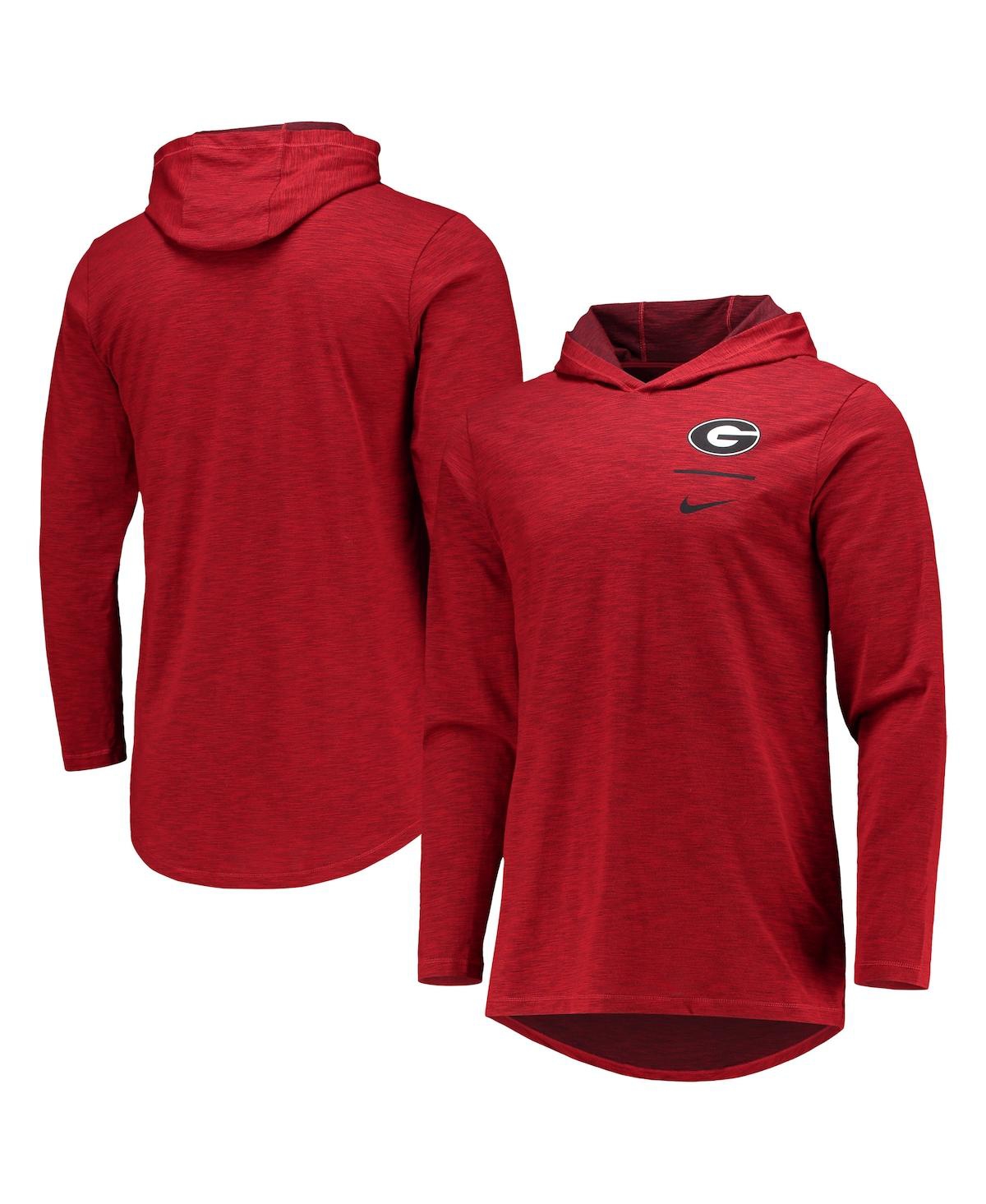 Men's Nike Red Georgia Bulldogs Slub Space-Dye Performance Long Sleeve Hoodie T-shirt