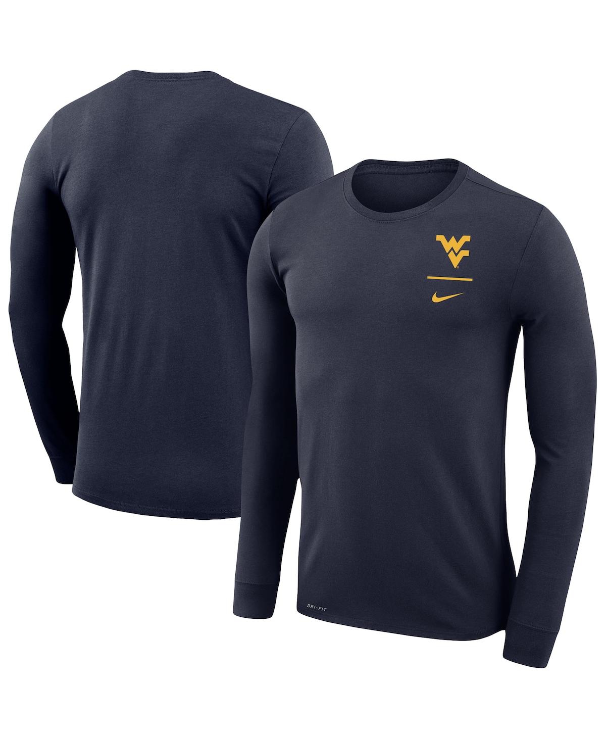 Men's Nike Navy West Virginia Mountaineers Logo Stack Legend Performance Long Sleeve T-shirt