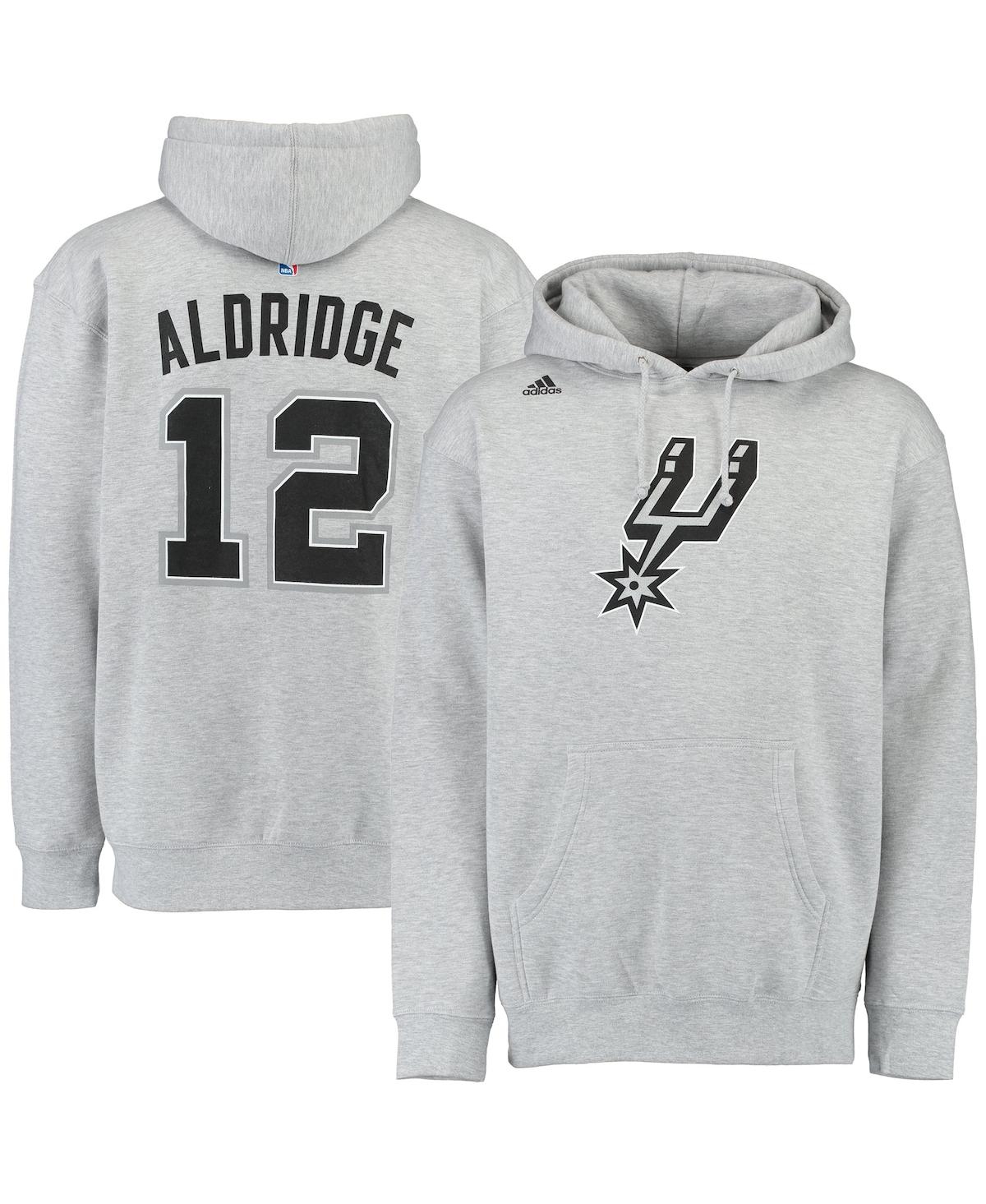 Shop Adidas Originals Men's Adidas Lamarcus Aldridge Gray San Antonio Spurs Name And Number Pullover Hoodie