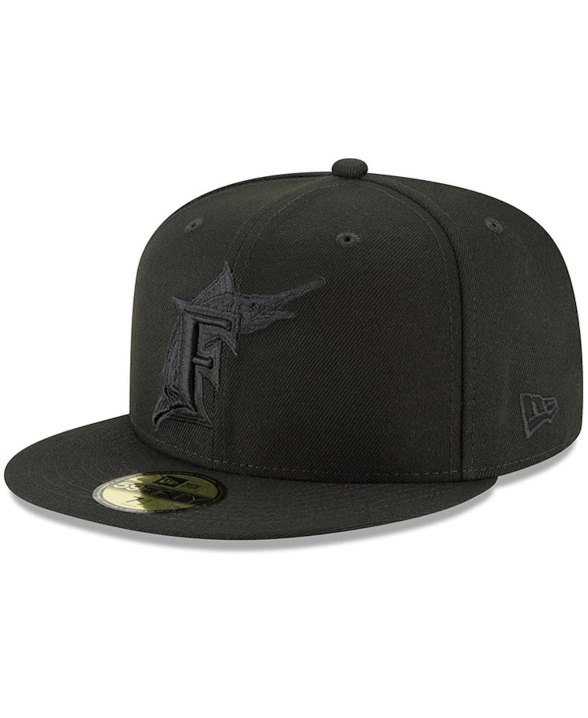 Men's New Era Black Florida Marlins Throwback Primary Logo Basic 59Fifty Fitted Hat - Black