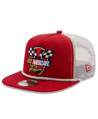 Men's Red, White Nascar Golfer Snapback Adjustable Hat