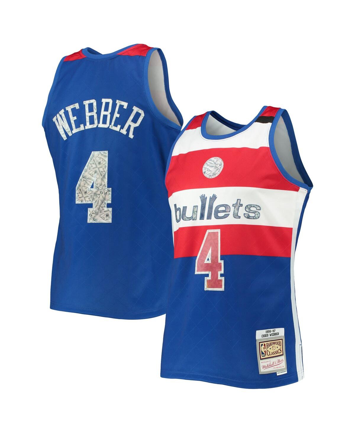 Men's Mitchell & Ness Chris WebberWashington Bullets 1996-97 Hardwood Classics 75th Anniversary Diamond Swingman Jersey - Blue