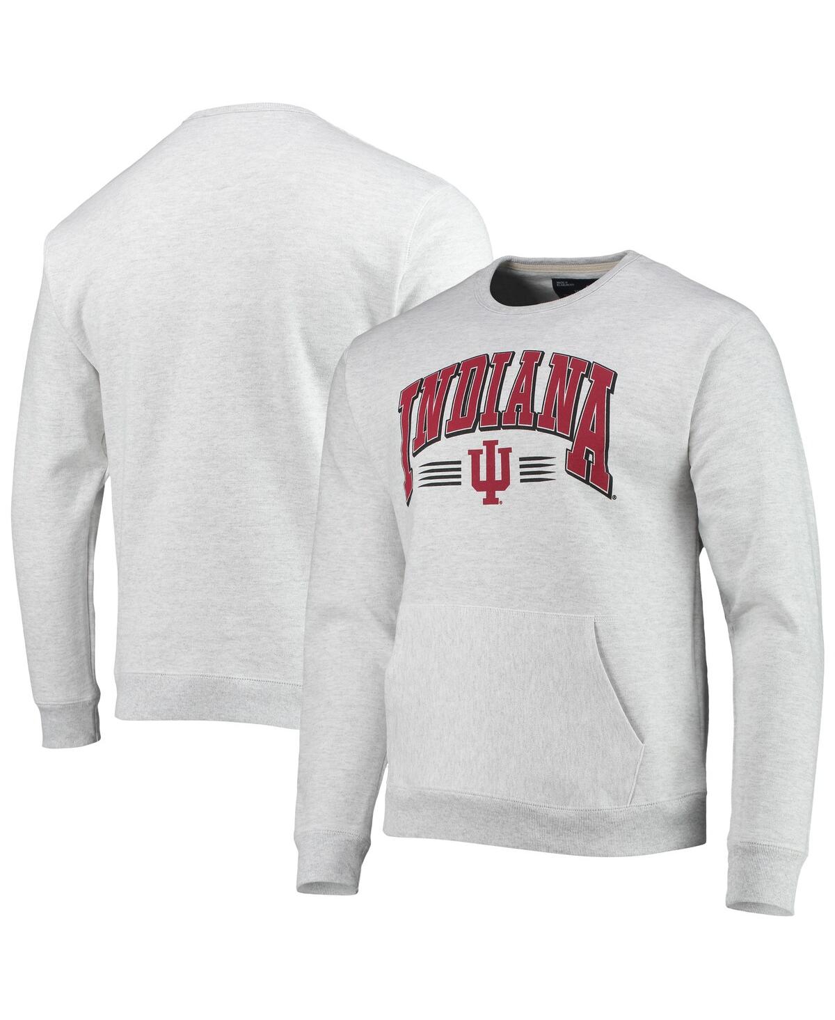 LEAGUE COLLEGIATE WEAR MEN'S LEAGUE COLLEGIATE WEAR HEATHERED GRAY INDIANA HOOSIERS UPPERCLASSMAN POCKET PULLOVER SWEATSHIR 