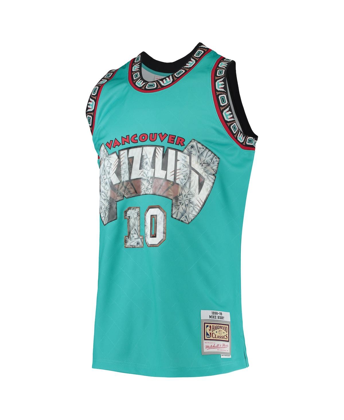 Men's Mitchell & Ness Mike BibbyVancouver Grizzlies 1998-99 Hardwood Classics 75th Anniversary Diamond Swingman Jersey - Turquoise