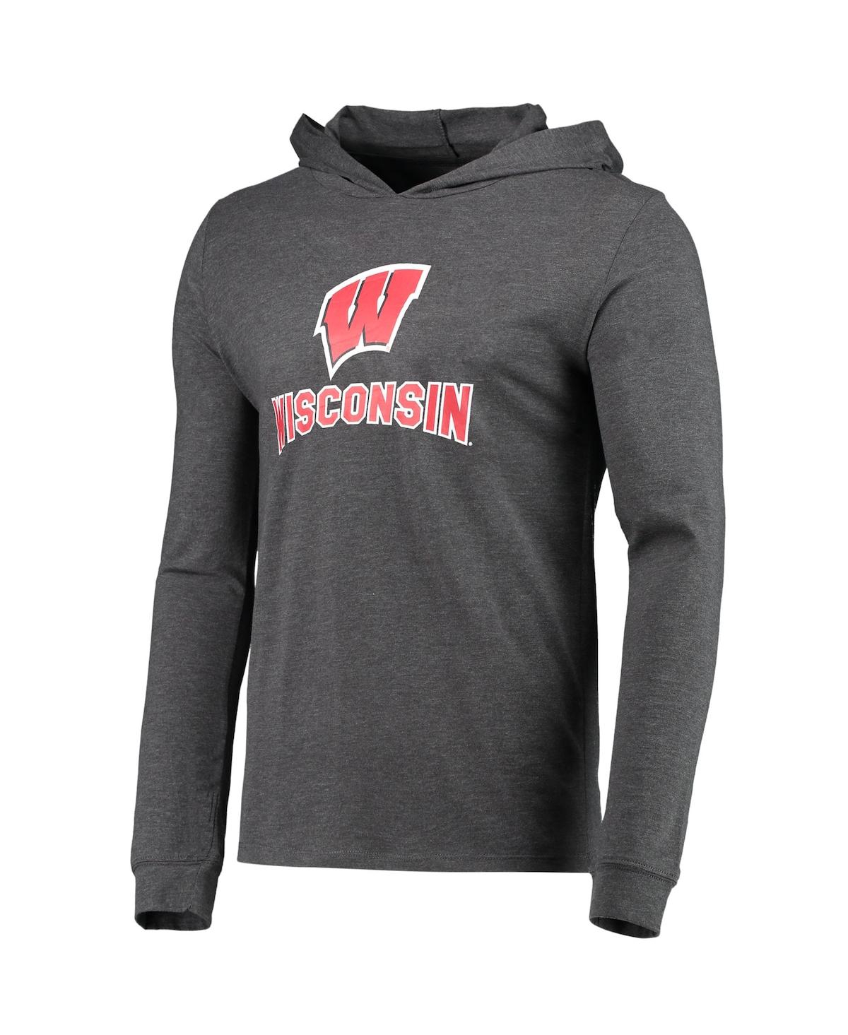 Men's Concepts Sport Heathered Heathered Charcoal Wisconsin Badgers Meter Long Sleeve Hoodie T-shirt and Jogger Pants Set - Heathered Charco