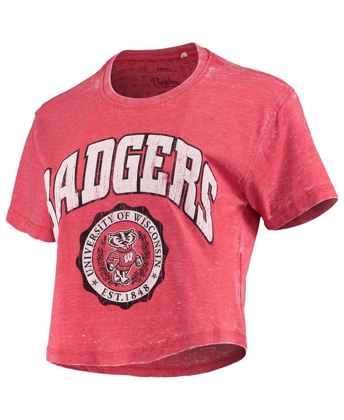 Shop Pressbox Women's  Red Wisconsin Badgers Edith Vintage-inspired Burnout Crop T-shirt