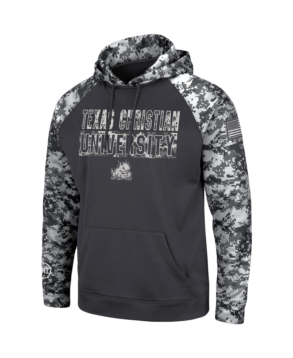 Shop Colosseum Men's  Charcoal Tcu Horned Frogs Oht Military-inspired Appreciation Digital Camo Pullover H