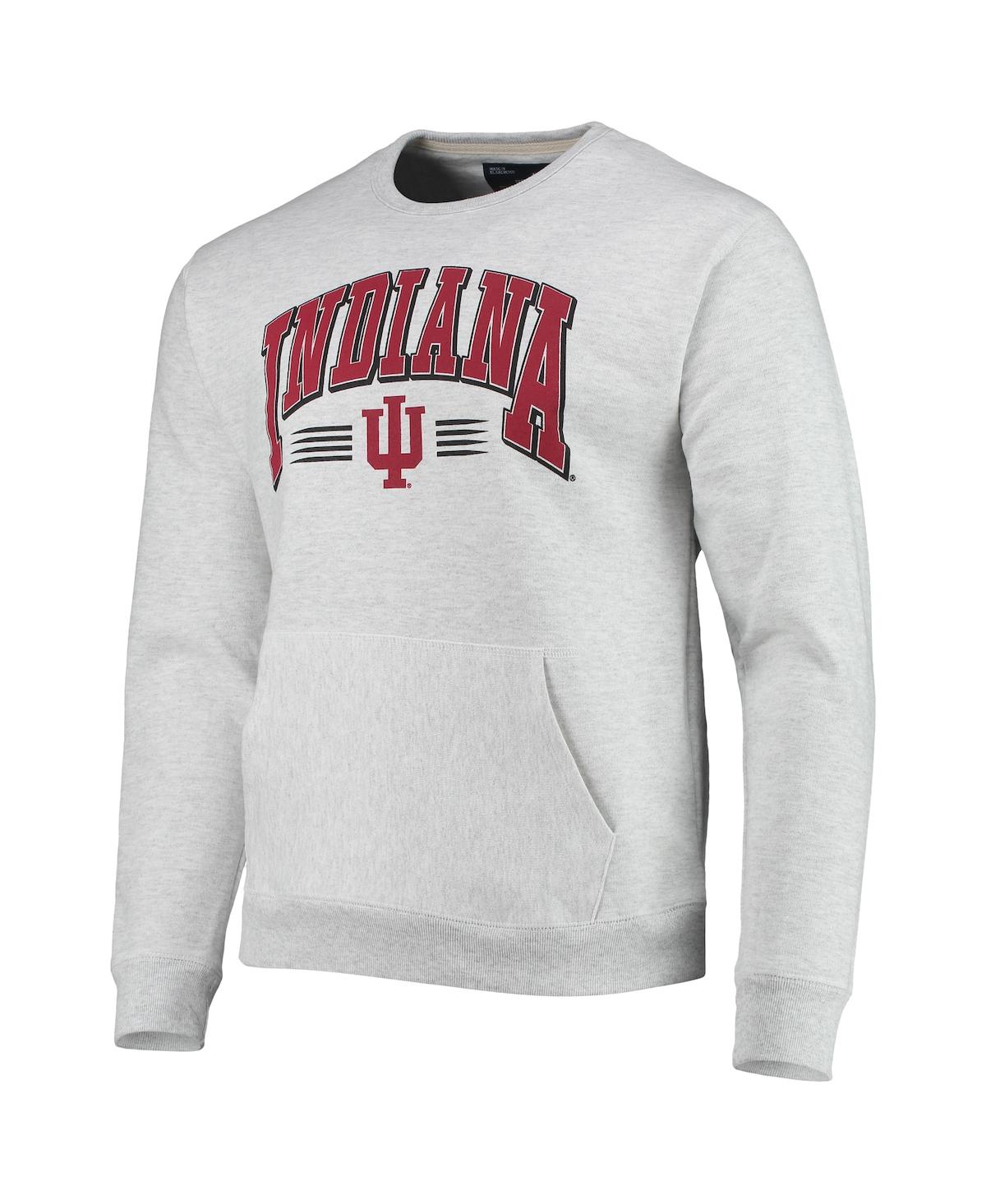 LEAGUE COLLEGIATE WEAR MEN'S LEAGUE COLLEGIATE WEAR HEATHERED GRAY INDIANA HOOSIERS UPPERCLASSMAN POCKET PULLOVER SWEATSHIR 