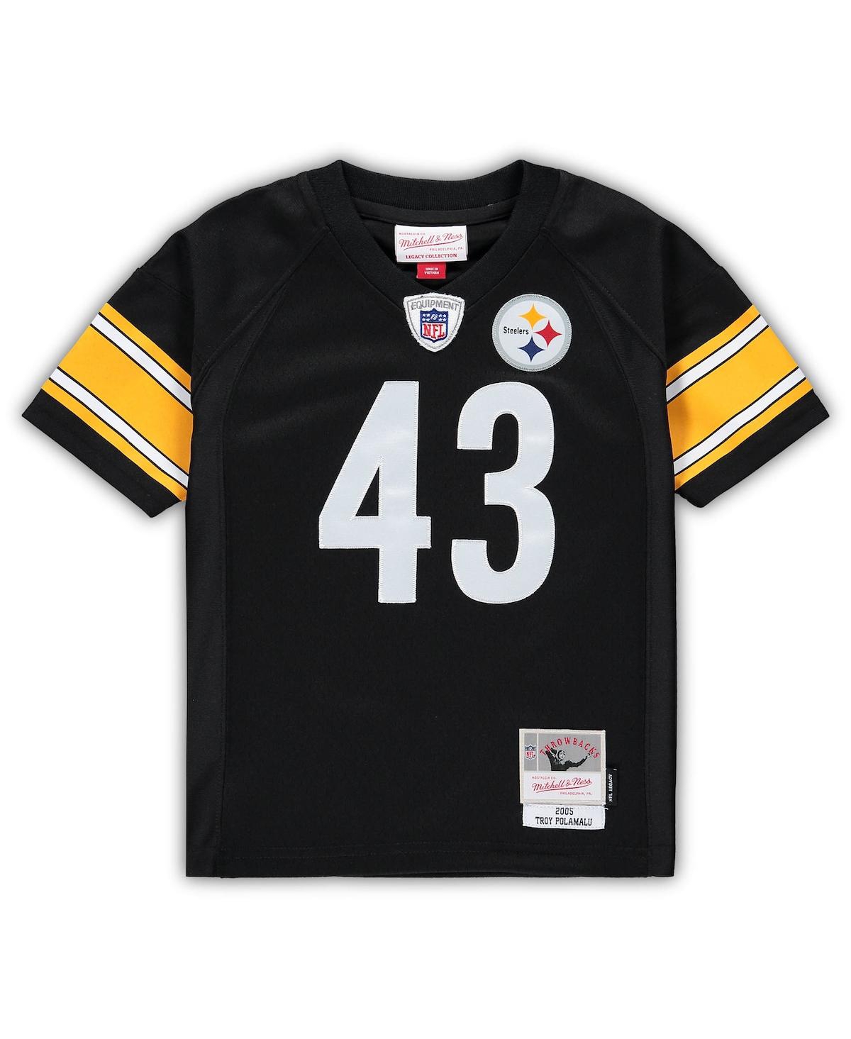 Preschool Boys and Girls Mitchell & Ness Troy PolamaluPittsburgh Steelers Retired Legacy Jersey - Black