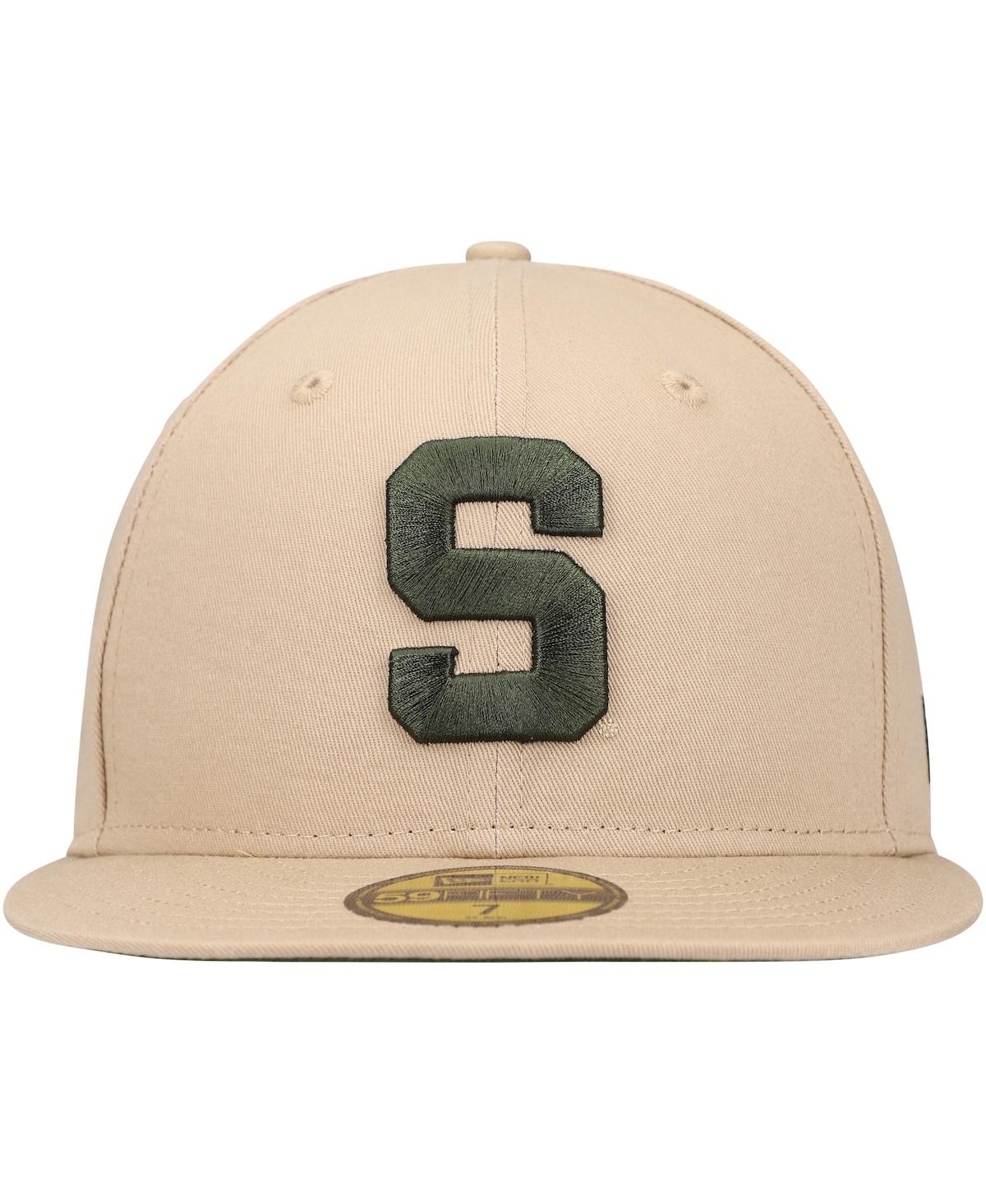NEW ERA MEN'S NEW ERA TAN MICHIGAN STATE SPARTANS CAMEL & RIFLE 59FIFTY FITTED HAT 