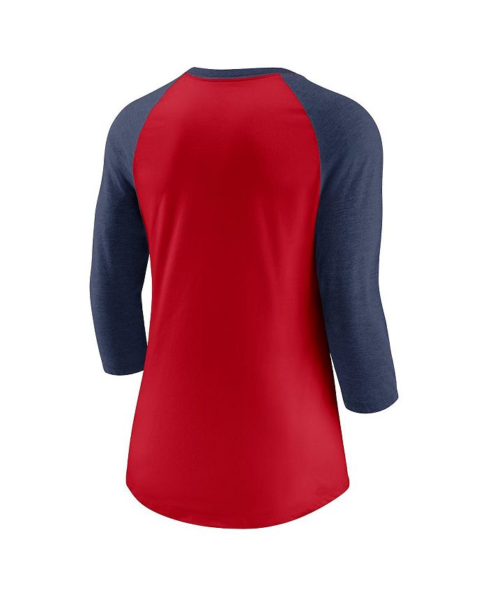 Women's Nike Red/Navy St. Louis Cardinals Modern Baseball Arch Tri-Blend Raglan 3/4-Sleeve T-Shirt
