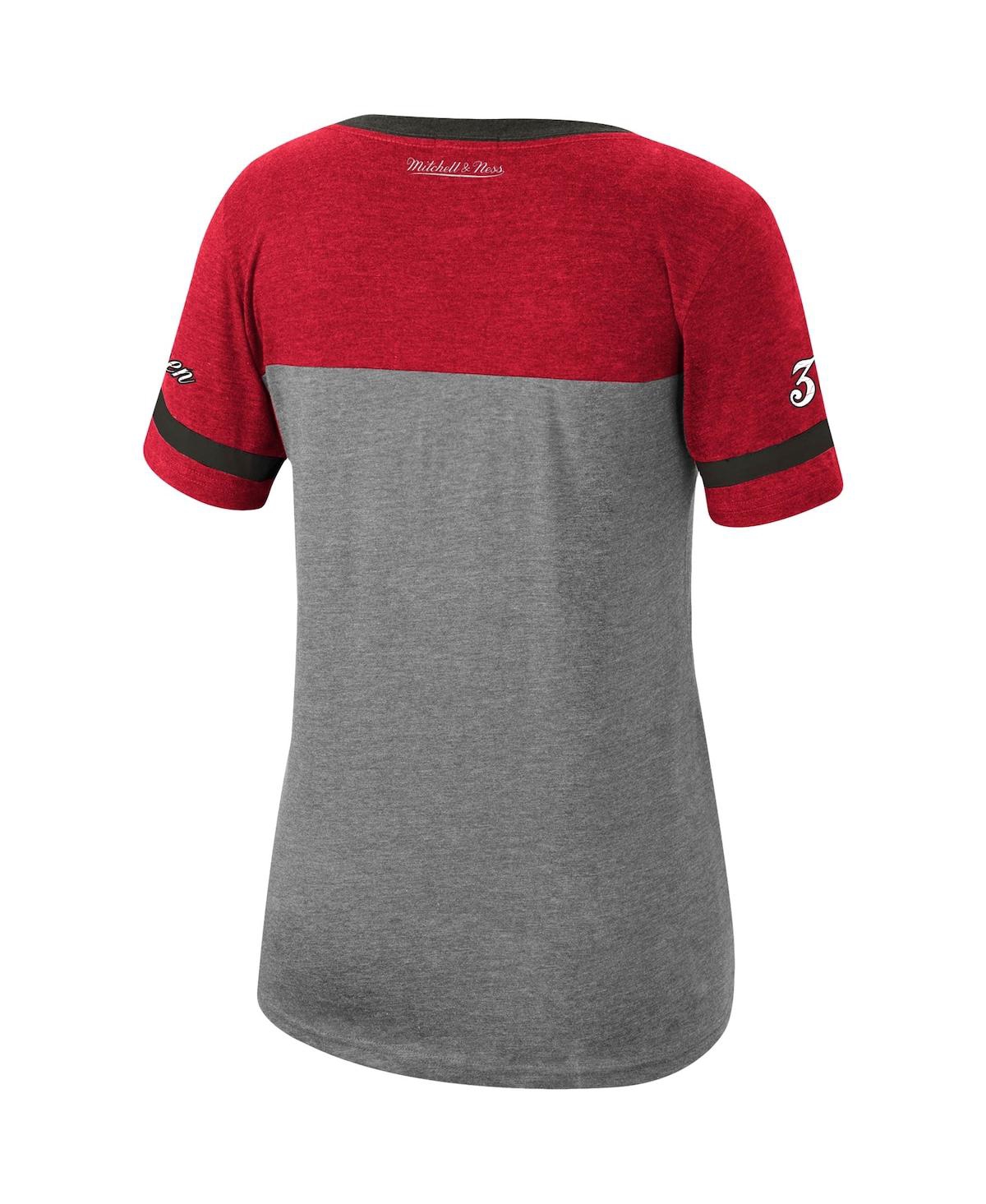 Shop Mitchell & Ness Women's  Scottie Pippen Heathered Charcoal Chicago Bulls Team Captain V-neck T-shirt