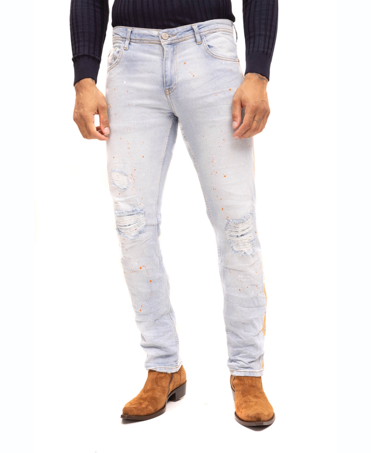 Men's Modern Splattered Stripe Jeans - Indigo