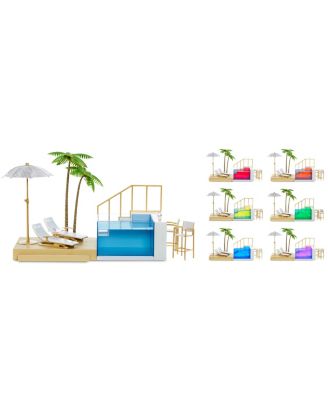 Rainbow High Color Change Pool & Beach Playset : 7-in-1 Light-Up-Multicolor : Rainbow High Color Change Playset: 7-in-1 Light-Up