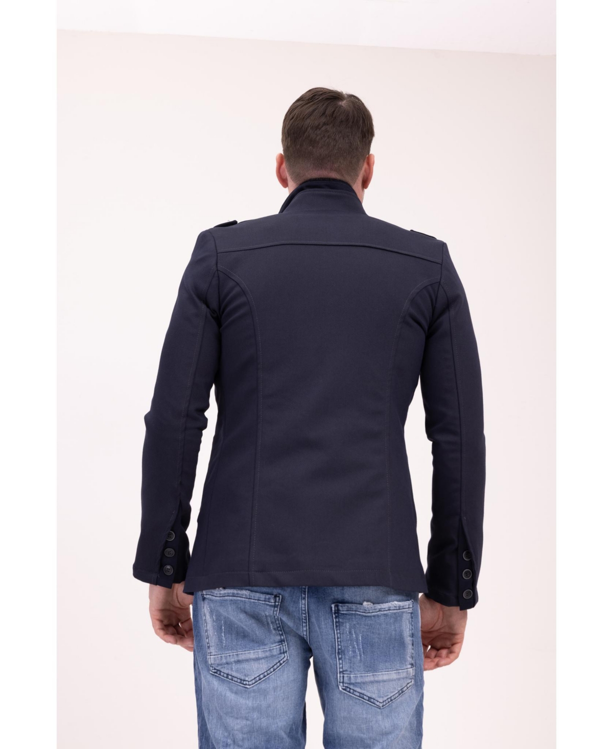 Ron Tomson Men's Modern Epaulette Shoulder Sports Jacket