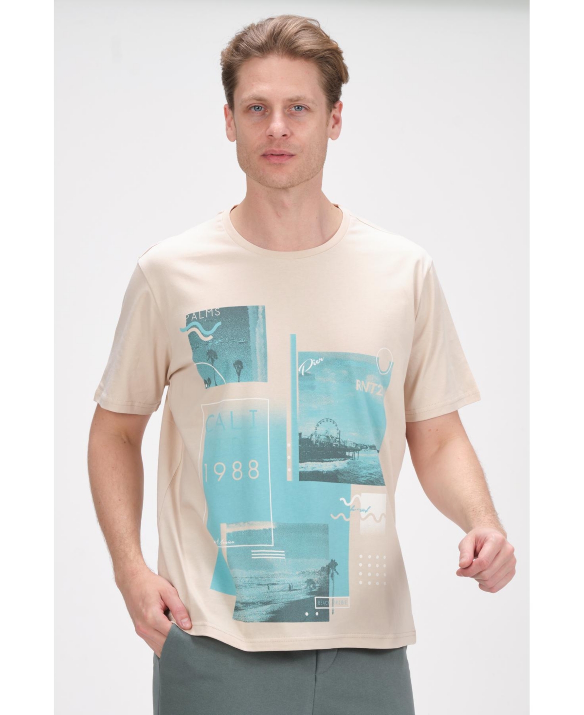 Men's Modern Print Fitted Cali T-shirt - Green