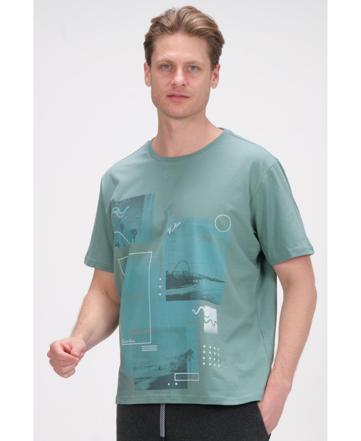 Men's Modern Print Fitted Cali T-shirt - Green