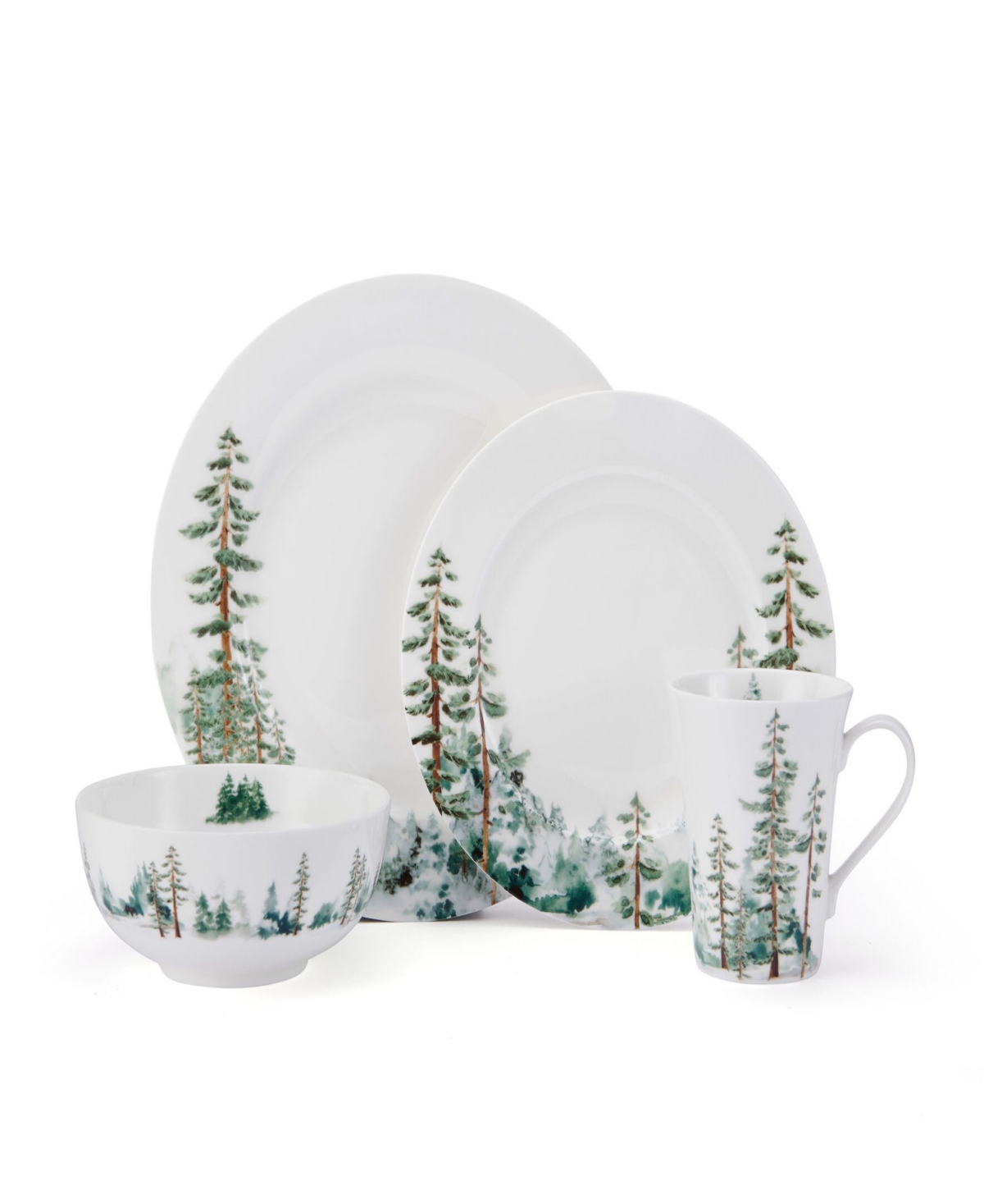 Watercolor Forest Dinnerware Set, 16 Pieces - Multi