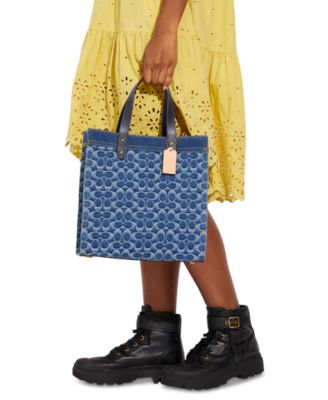 COACH Washed Denim Signature Field Tote