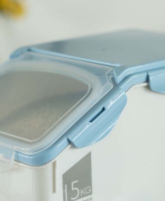 Large Plastic Storage Food Holder Containers with a Measuring Cup and Wheels, Set of 3