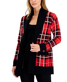 Women's Plaid Open-Front Cardigan, Created for Macy's