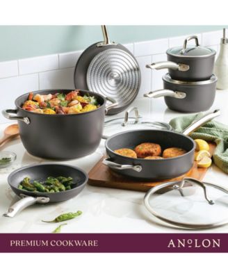 Accolade Forged Hard-Anodized Nonstick Cookware Set, 10-Piece, Moonstone