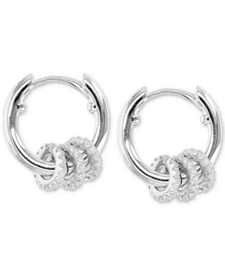 Macy's - Cubic Zirconia Rondelle Small Huggie Hoop Earrings in Sterling Silver, 0.61"