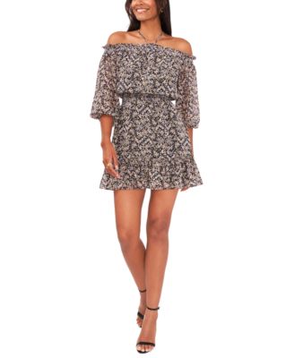 Halter-Neck Smocked-Waist Dress 
