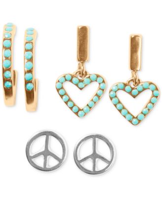Lucky Brand - Two-Tone 3-Pc. Set Stone Earrings