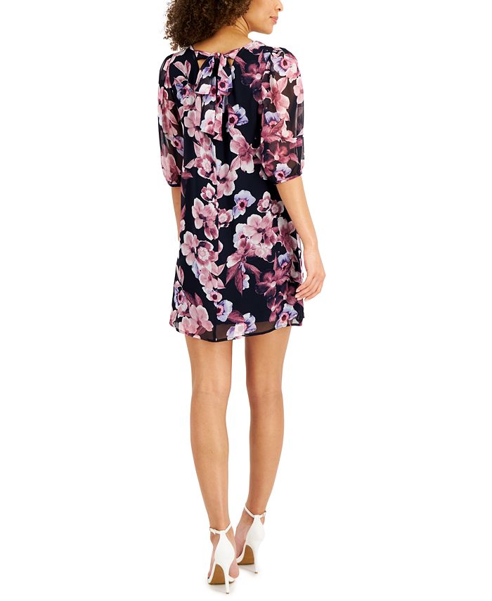 Connected Petite Floral Tie-Back Fit & Flare Dress - Macy's