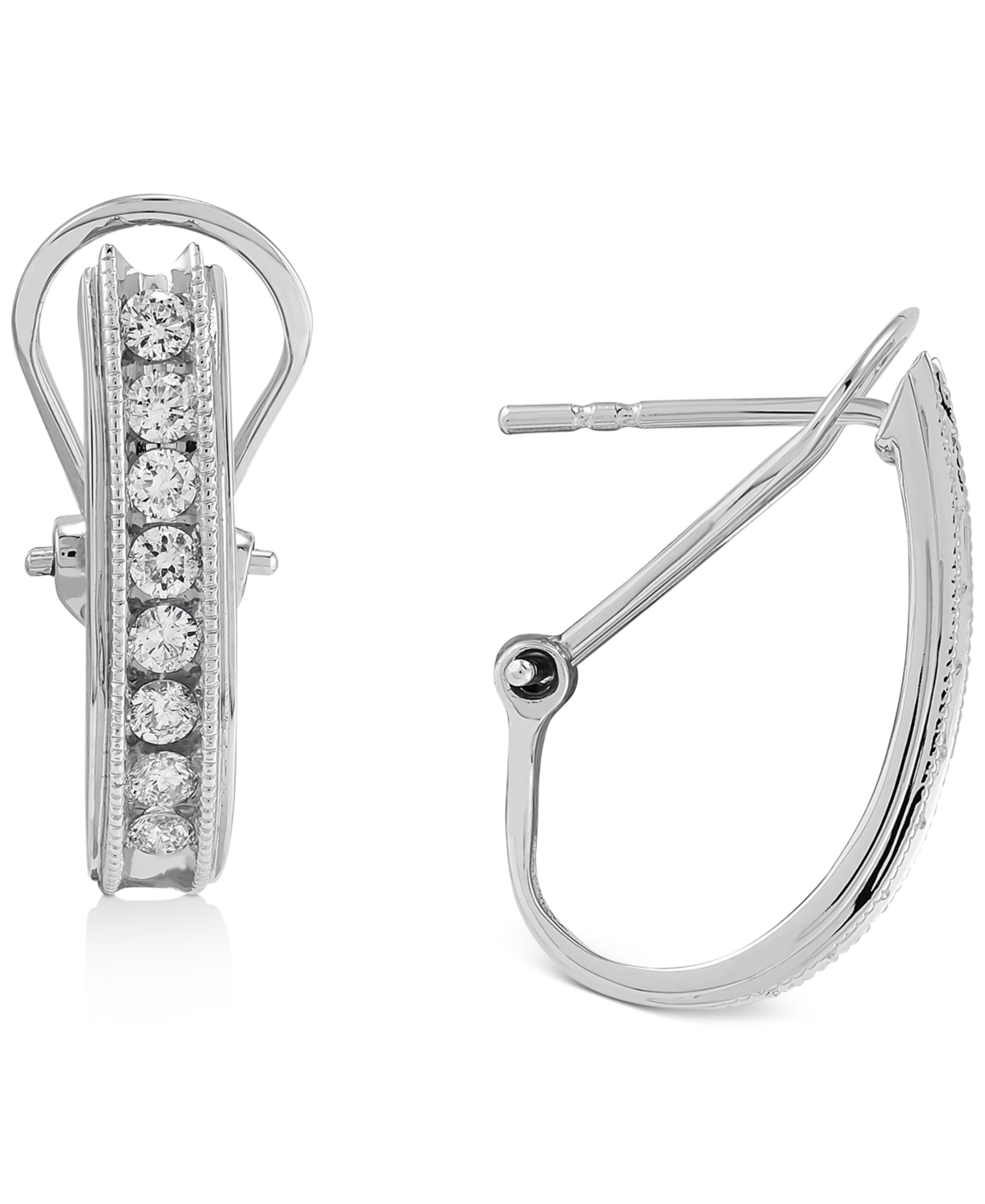 Macy's Diamond Hoop Earrings (1/2 Ct. T.w.) In 10k White Gold In White Gold