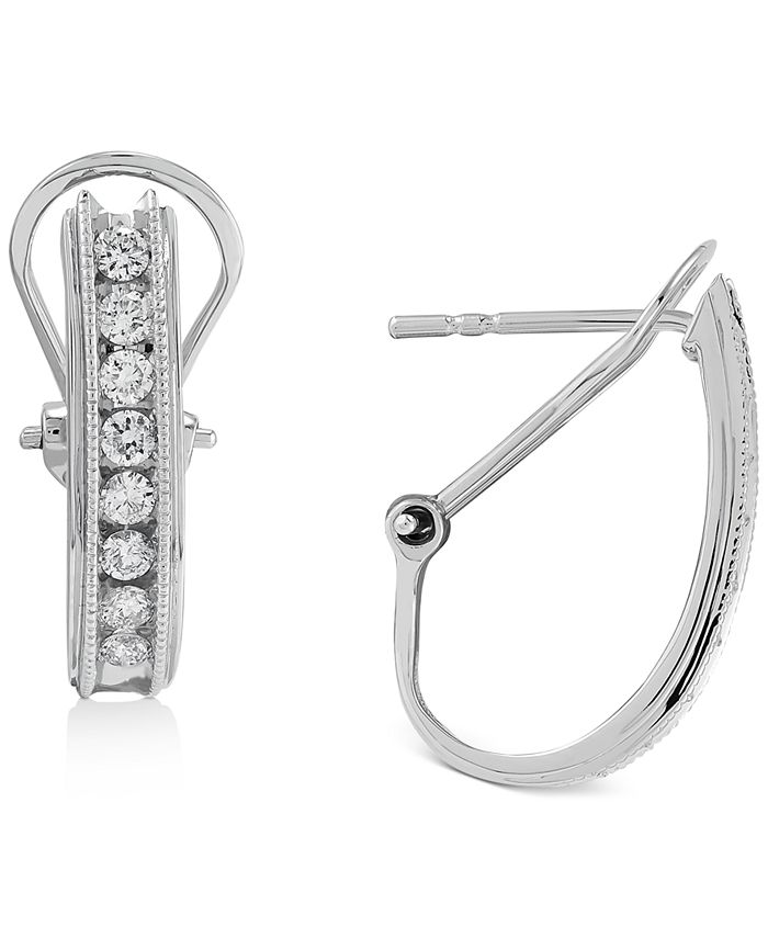 Macy's Diamond Hoop Earrings (1/2 ct. t.w.) in 10k White Gold - Macy's