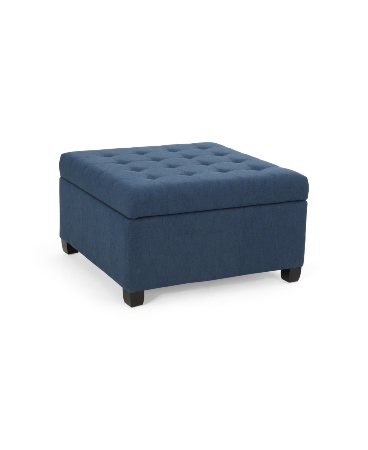 Noble House Isabella Contemporary Tufted Storage Ottoman In Navy Blue