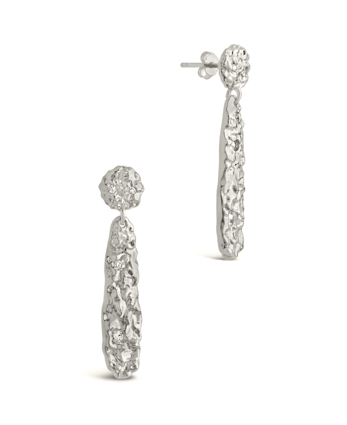 Sterling Forever Alina Cz Textured Drop Earrings In Metallic