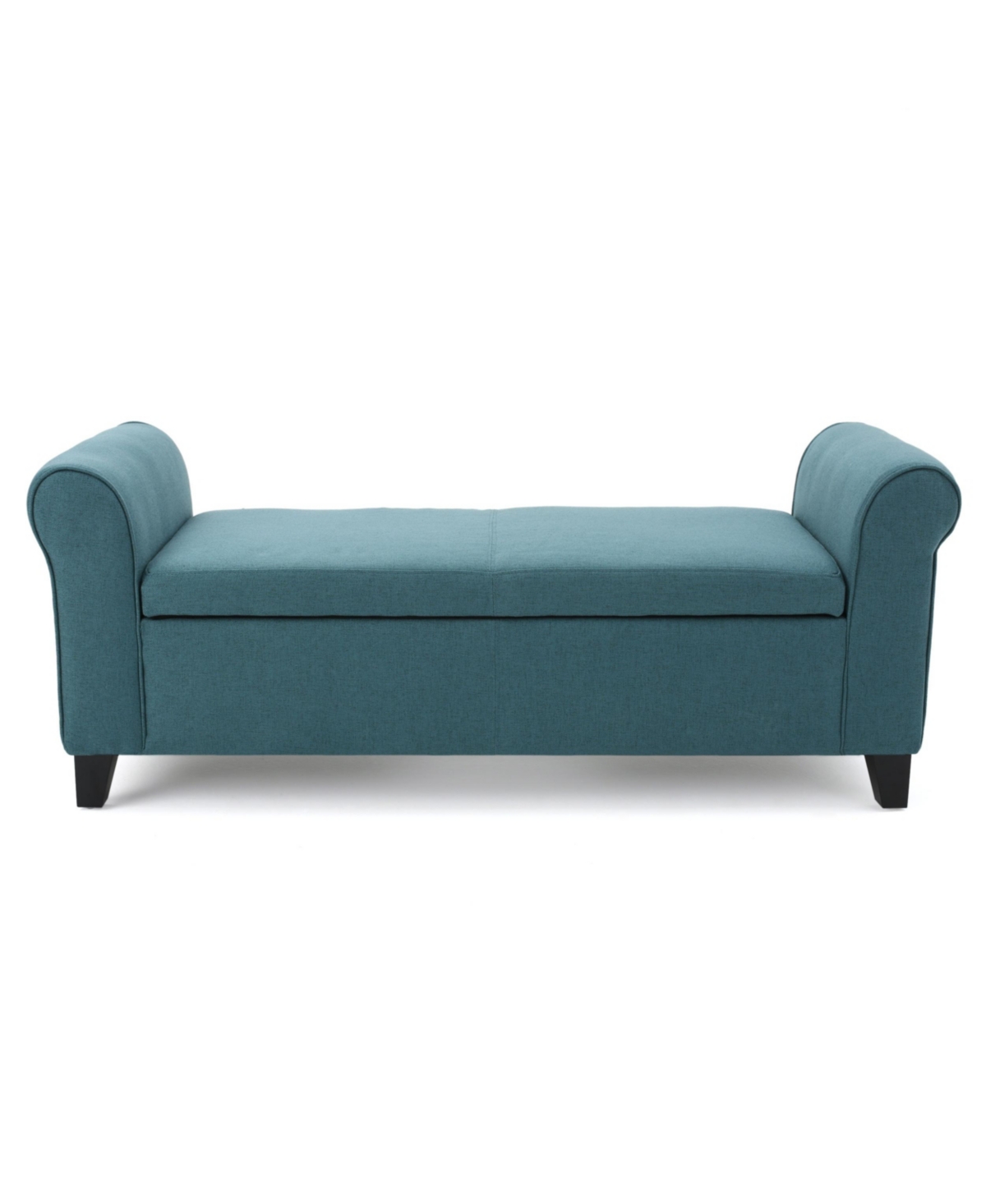 Noble House Hayes Contemporary Upholstered Storage Ottoman Bench With Rolled Arms In Dark Teal