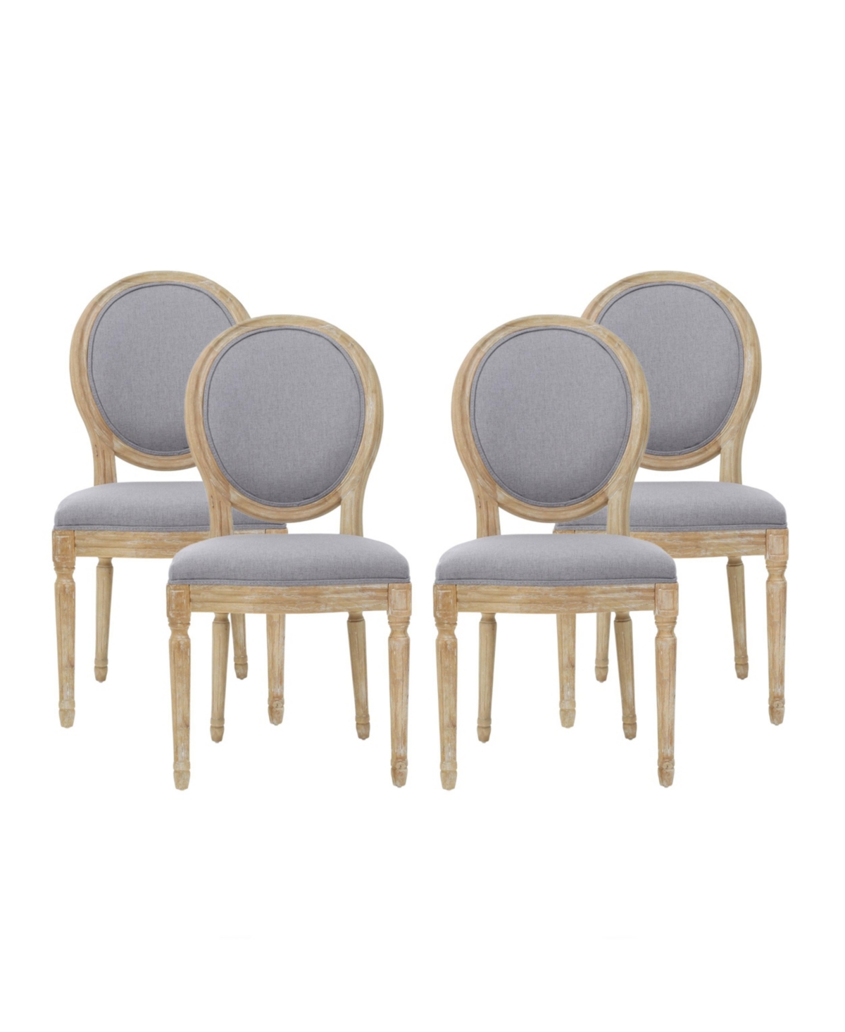 Noble House Phinnaeus French Country Dining Chairs Set, 4 Piece In Light Gray