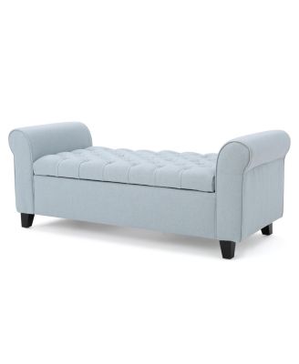 Keiko Contemporary Rolled Arm Storage Ottoman Bench