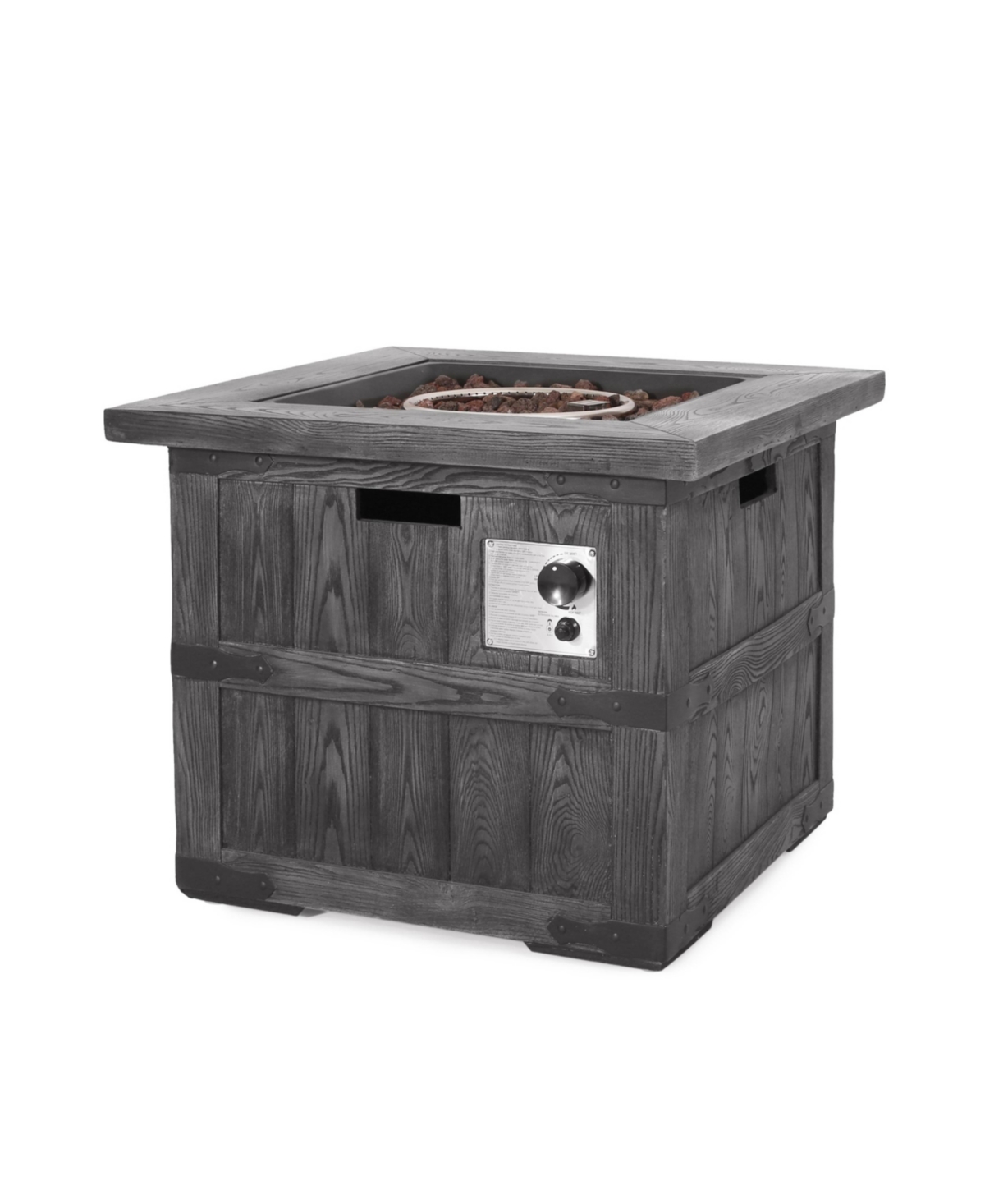 Noble House Finethy Outdoor Square Fire Pit In Gray