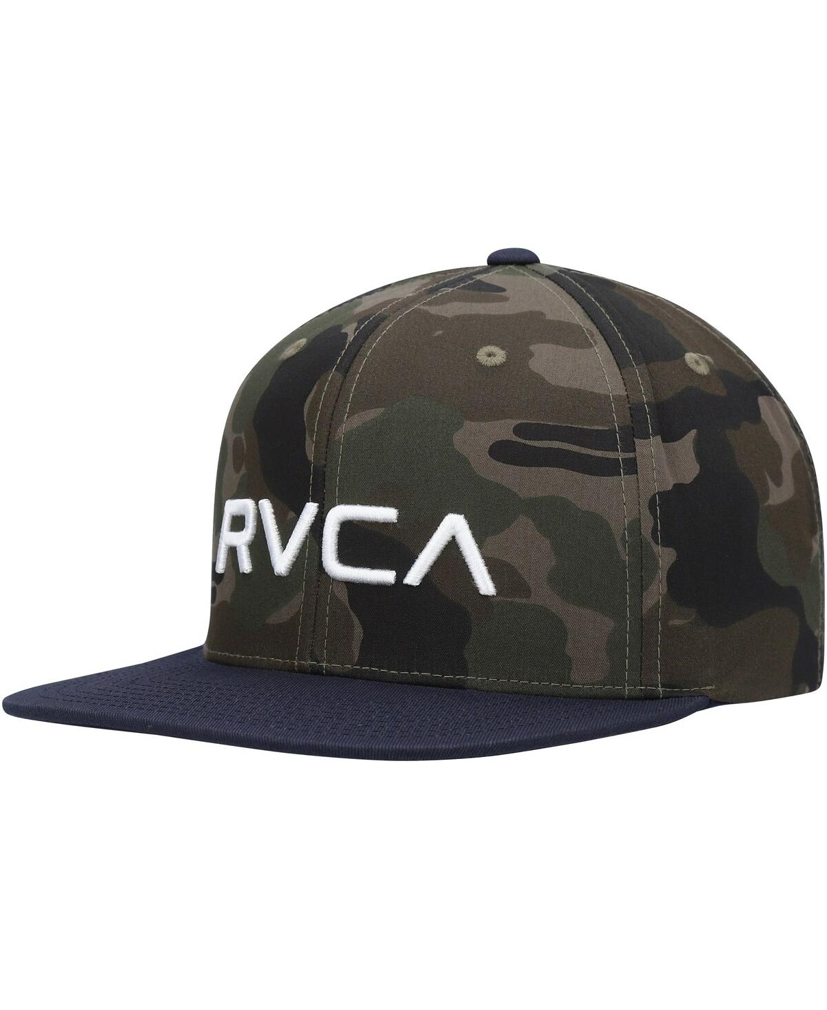 Rvca Men's  Camo, Navy Twill Ii Snapback Hat In Camo,navy
